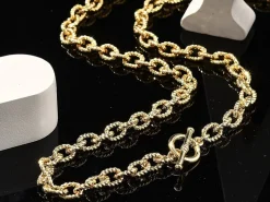 Collier chaîne câble en laiton doré à l’or fin
