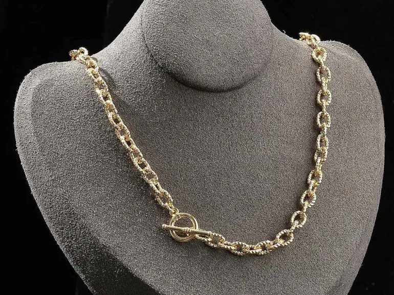 Collier chaîne câble en laiton doré à l’or fin
