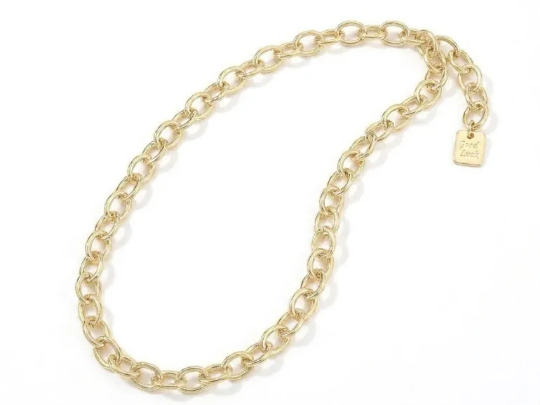 Collier chaîne câble médaille Good Luck 61,8 cm - laiton doré à l’or fin