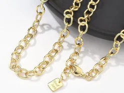 Collier chaîne câble médaille Good Luck 61,8 cm - laiton doré à l’or fin