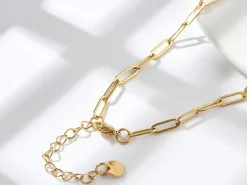 Collier chaîne trombone 41,5 cm - acier inoxydable 304 doré à l’or fin