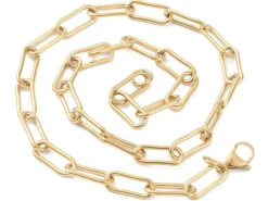 Collier chaîne trombone 45,2 cm - acier inoxydable 304 doré à l’or fin