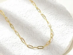 Collier chaîne trombone 44,5 cm - laiton doré à l’or fin