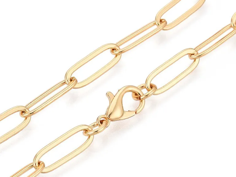 Collier chaîne trombone 45 cm - laiton doré à l’or fin