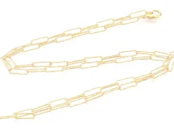 Collier chaîne trombone texturée - 60,5 cm - 11,5 x 3,5 - doré à l'or fin 18K