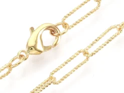 Collier chaîne trombone texturée - 60,5 cm - 11,5 x 3,5 - doré à l'or fin 18K