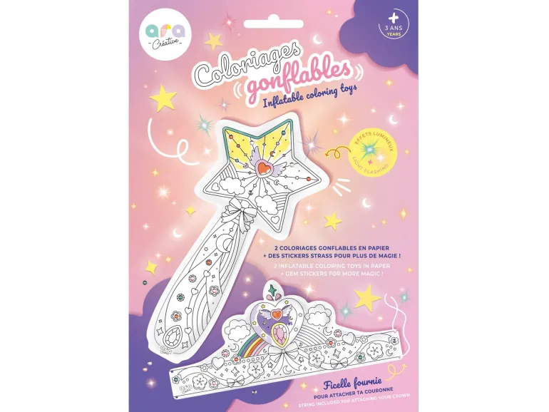 Coloriages gonflables - Couronne et baguette magique - Ara Créative