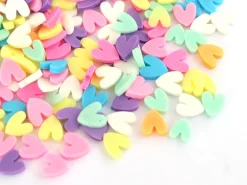 Confettis en pâte polymère - coeurs pastel - 10 grammes