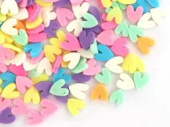 Confettis en pâte polymère - coeurs pastel - 10 grammes