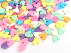 Confettis en pâte polymère - coeurs pastel - 10 grammes