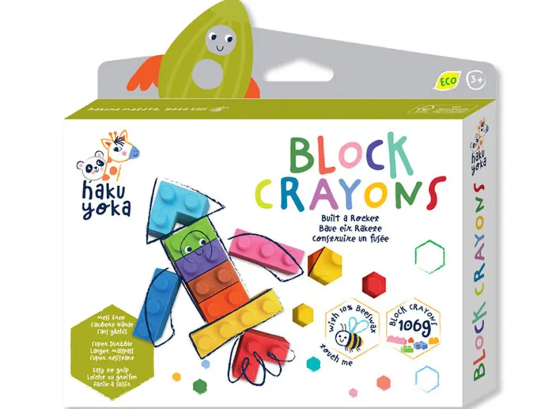 Crayons gras pour enfants - briques de jeu type lego - Rocket - Construire une fusée