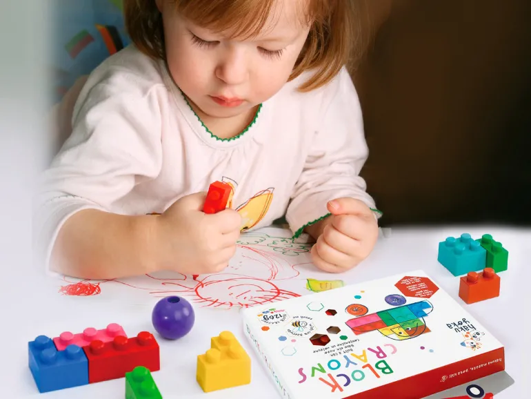 Crayons gras pour enfants - briques de jeu type lego - Camion