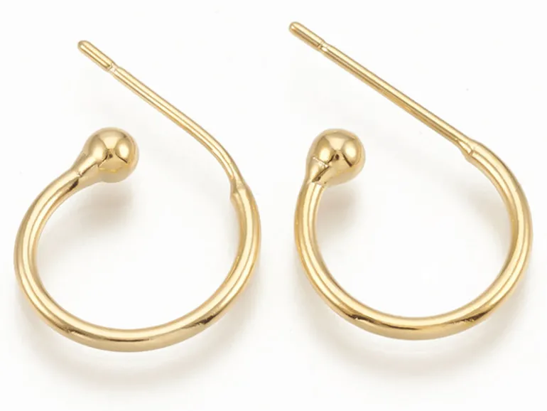 Créoles -15 mm - laiton doré à l'or fin 24K