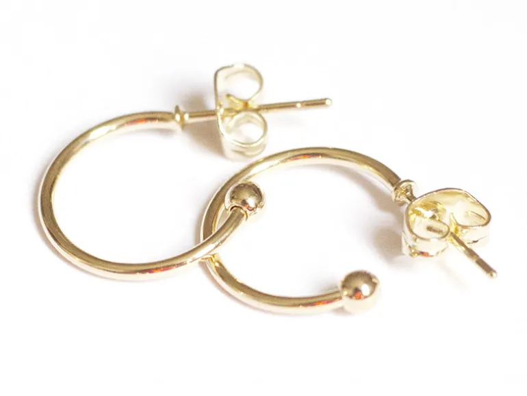 Créoles -15 mm - laiton doré à l'or fin 24K