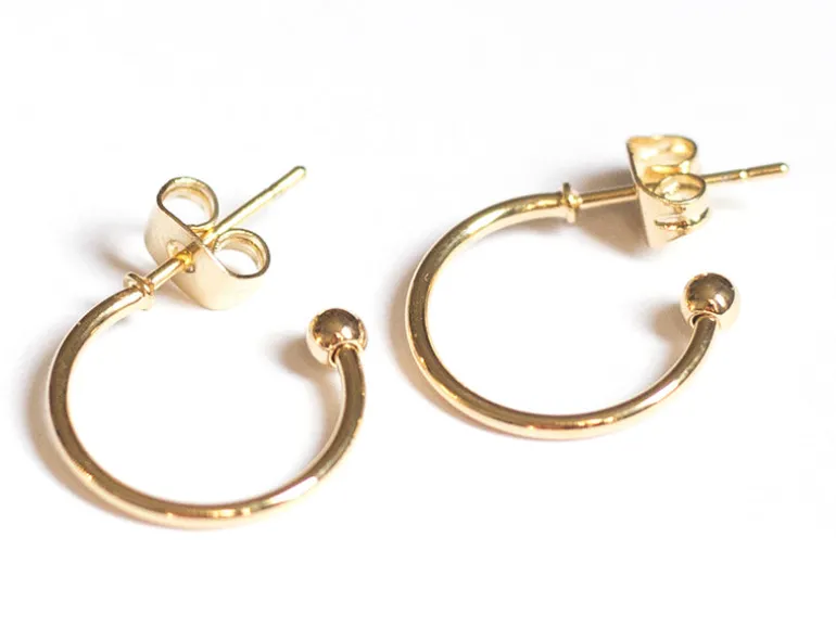 Créoles -15 mm - laiton doré à l'or fin 24K