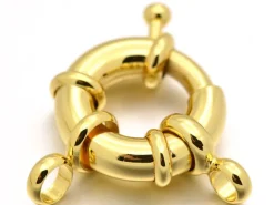 Fermoir à anneau à ressort - 13 x 5 mm - doré à l'or fin 18K