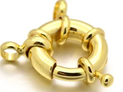 Fermoir à anneau à ressort - 13 x 5 mm - doré à l'or fin 18K