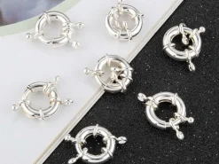 Fermoir à anneau à ressort - 15 x 5 mm - flash argent 925