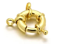 Fermoir à anneau à ressort - 15 x 5 mm - doré à l'or fin 18K