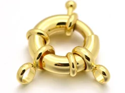 Fermoir à anneau à ressort - 15 x 5 mm - doré à l'or fin 18K