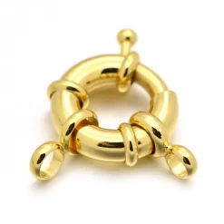 Fermoir à anneau à ressort - 17 x 6 mm - doré à l'or fin 18K