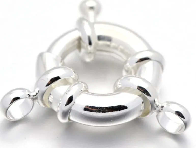 Fermoir à anneau à ressort - 13 x 5 mm - flash argent 925
