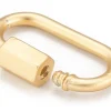 Fermoir mousqueton à visser - 20 x 10 mm - doré à l'or fin mat 18 K
