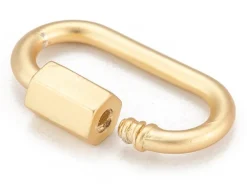 Fermoir mousqueton à visser - 20 x 10 mm - doré à l'or fin mat 18 K