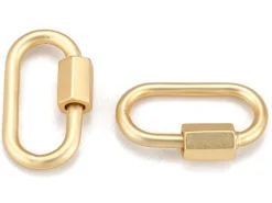 Fermoir mousqueton à visser - 20 x 10 mm - doré à l'or fin mat 18 K