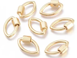 Fermoir mousqueton à visser forme oeil - 19 x 12 mm - doré à l'or fin 18 K