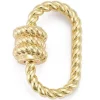 Fermoir mousqueton à visser ovale effet corde - 19 x 13 mm - doré