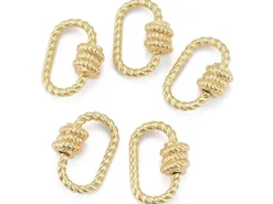 Fermoir mousqueton à visser ovale effet corde - 19 x 13 mm - doré