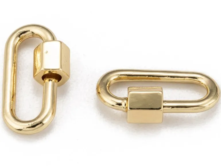 Fermoir mousqueton à visser - 20 x 11 mm - doré