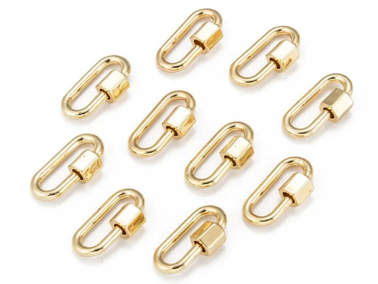 Fermoir mousqueton à visser - 20 x 11 mm - doré