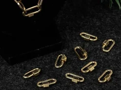Fermoir mousqueton à visser - 20 x 11 mm - doré