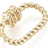 Fermoir mousqueton à visser ovale effet corde - 10 x 14 mm - doré