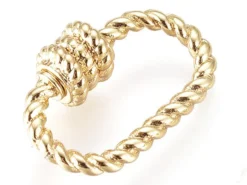 Fermoir mousqueton à visser ovale effet corde - 10 x 14 mm - doré