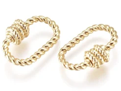 Fermoir mousqueton à visser ovale effet corde - 10 x 14 mm - doré