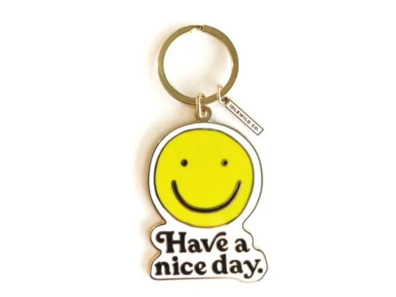 Grand porte-clés sourire jaune "Have a nice day" Idlewild
