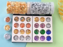 Grande boite de feuilles d'étain pour résine et création de bijoux - Doré