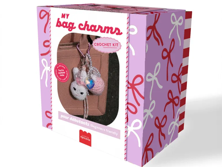 Kit crochet pour débutant - bag charms- glam pink