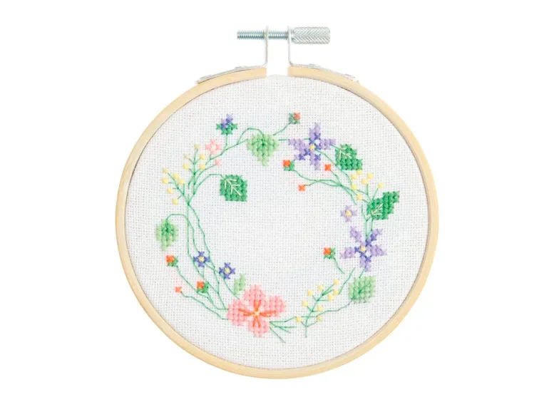 Kit de Broderie Point de Croix, Couronne de Fleurs - Rico Design
