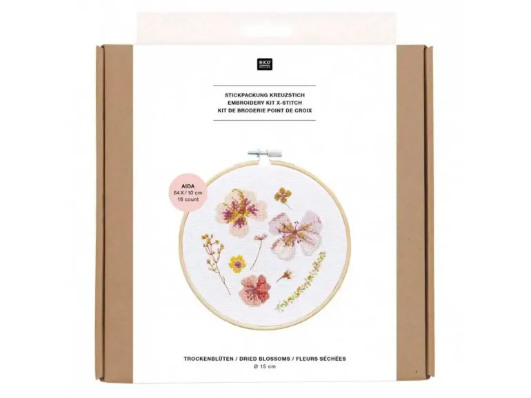 Kit de Broderie Point de Croix - Bouquet de Fleurs - Rico Design
