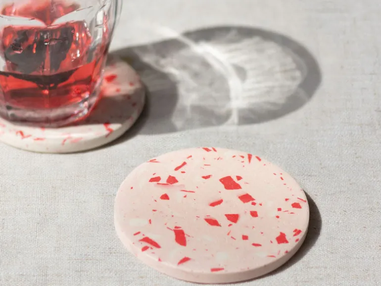 Kit DIY Home Déco - Mes dessous de verre terrazzo en Jesmonite - Rose