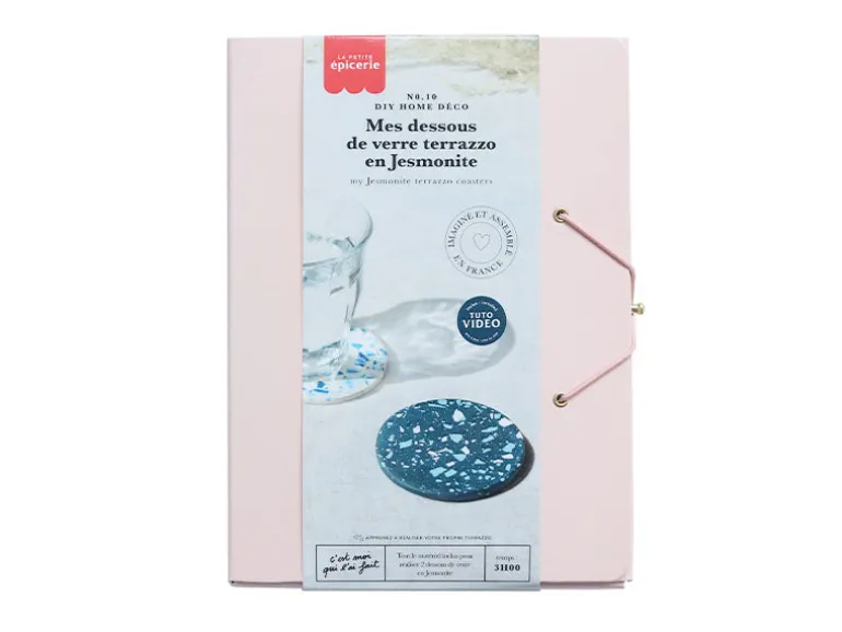 Kit DIY Home Déco - Mes dessous de verre terrazzo en Jesmonite - Bleu