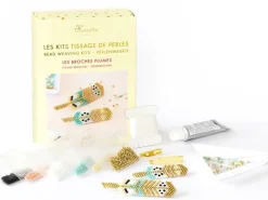 Kit Rose Moustache - tissage de perles miyuki - les broches plumes