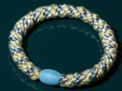 Élastique cheveux Mix bleu océan & jaune clair pailleté - Kknekki