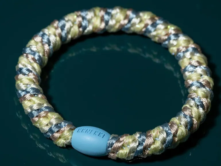 Élastique cheveux Mix bleu océan & jaune clair pailleté - Kknekki