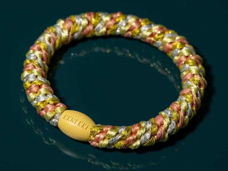 Élastique cheveux Mix jaune & pêche pailleté - Kknekki