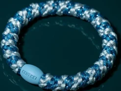 Élastique cheveux Rayé bleu bébé pailleté - Kknekki
